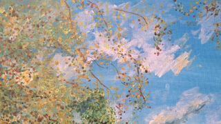 Gemälde eines Parks mit einem Gewässer